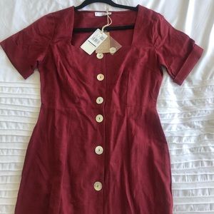 Mango Linen Midi Dress